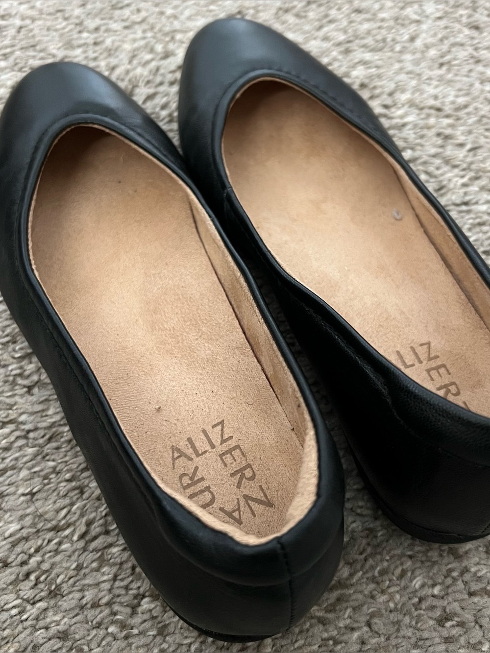 Naturalizer Vivienne Black Leather Rounded Toe Flats Size 6.5 - Picture 11 of 14